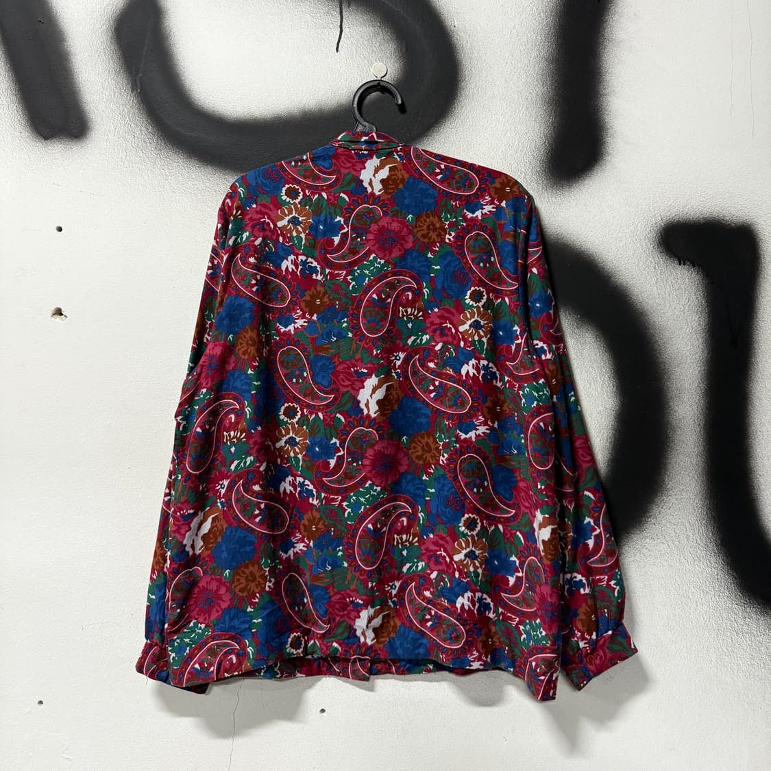 VTG 빈티지 페이즐리 플라워 패턴 차이나카라 셔츠 블라우스 상품이미지2