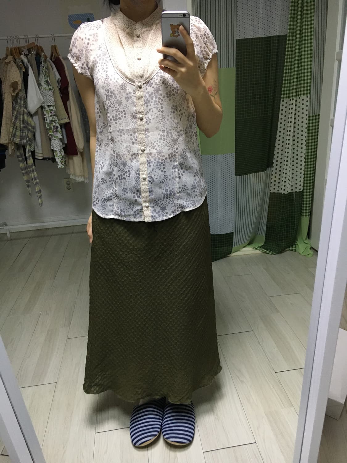 잔꽃 헨리넥 반소매 블라우스 상품이미지10