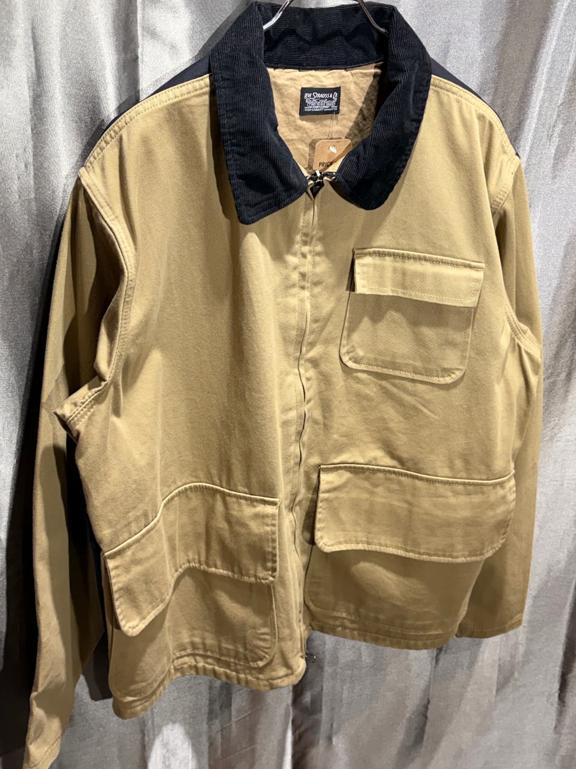 M 리바이스 3포켓 배색 코튼 베이지 집업 블루종 상품이미지5