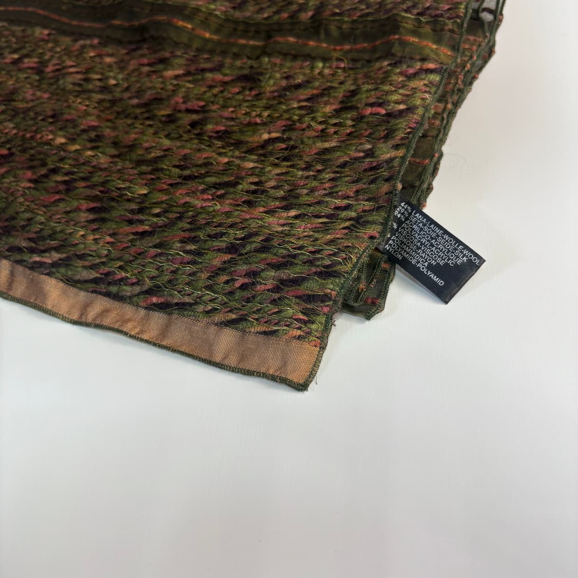 Made in ITALY 카키 실크 울 오간자 머플러 스카프 상품이미지2