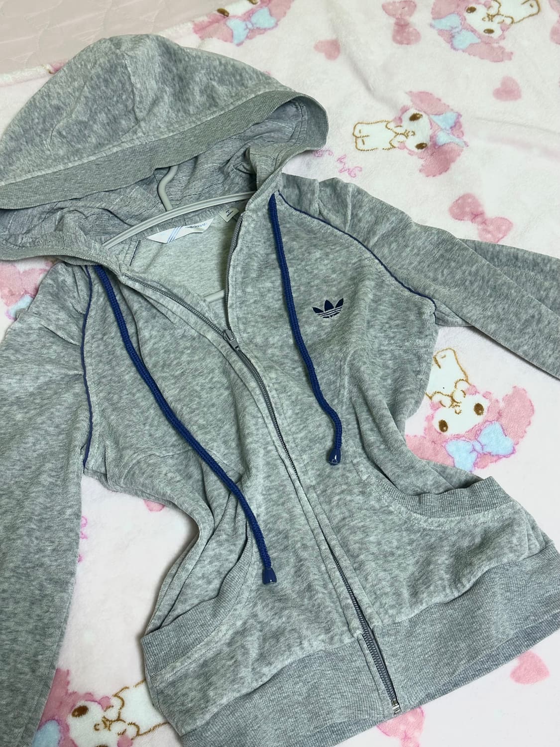 아디다스 대대장 그레이블루 보들 딱붙핏 슬림핏 후드집업 stc진리이코솜 상품이미지1