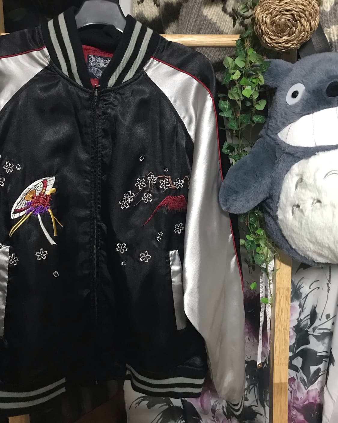 Jp 사쿠라 유카타 소녀 자수 블루종 스카쟌 자켓 상품이미지4