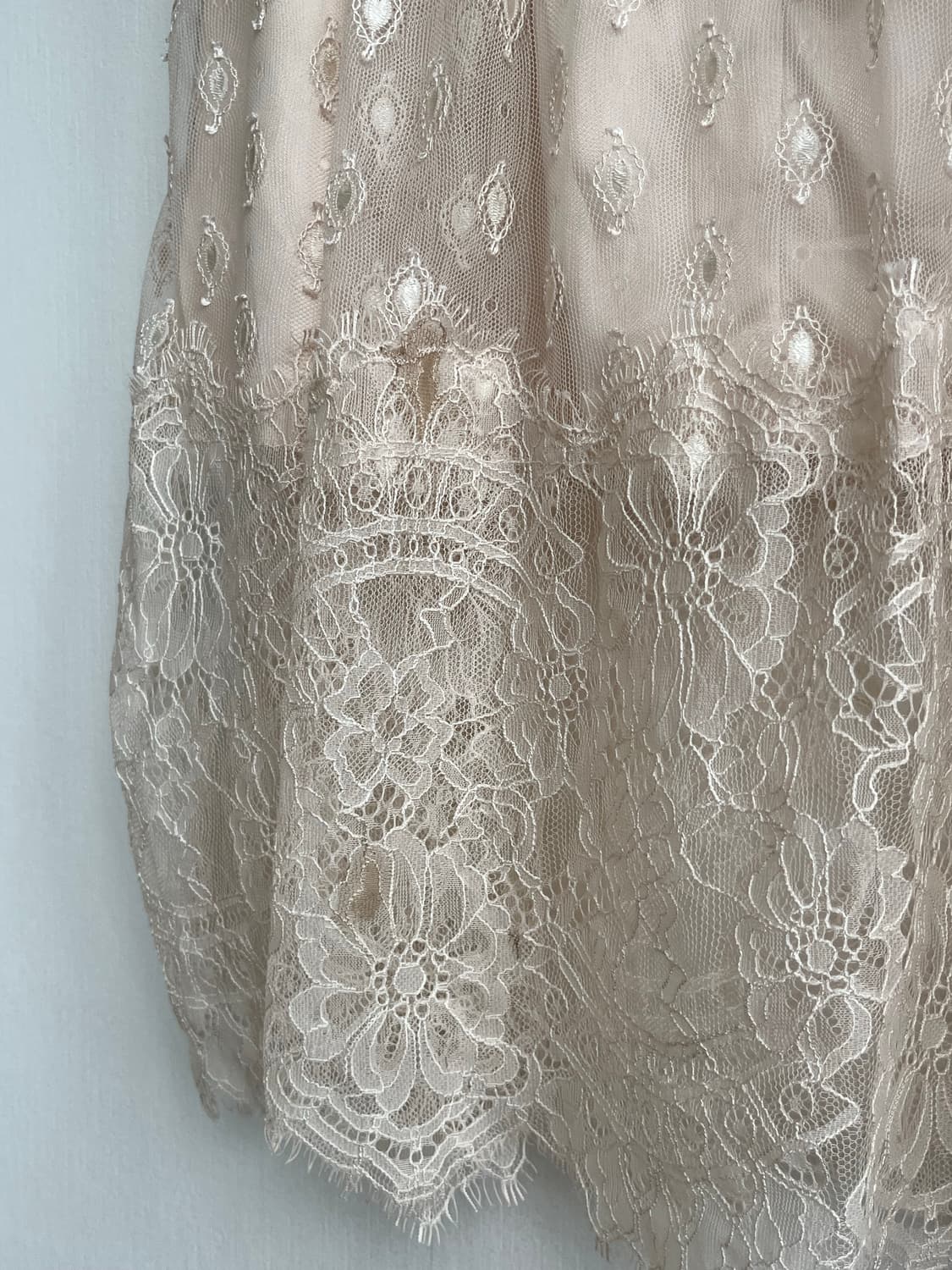 Vintage Beige Lace Midi Skirt 상품이미지2