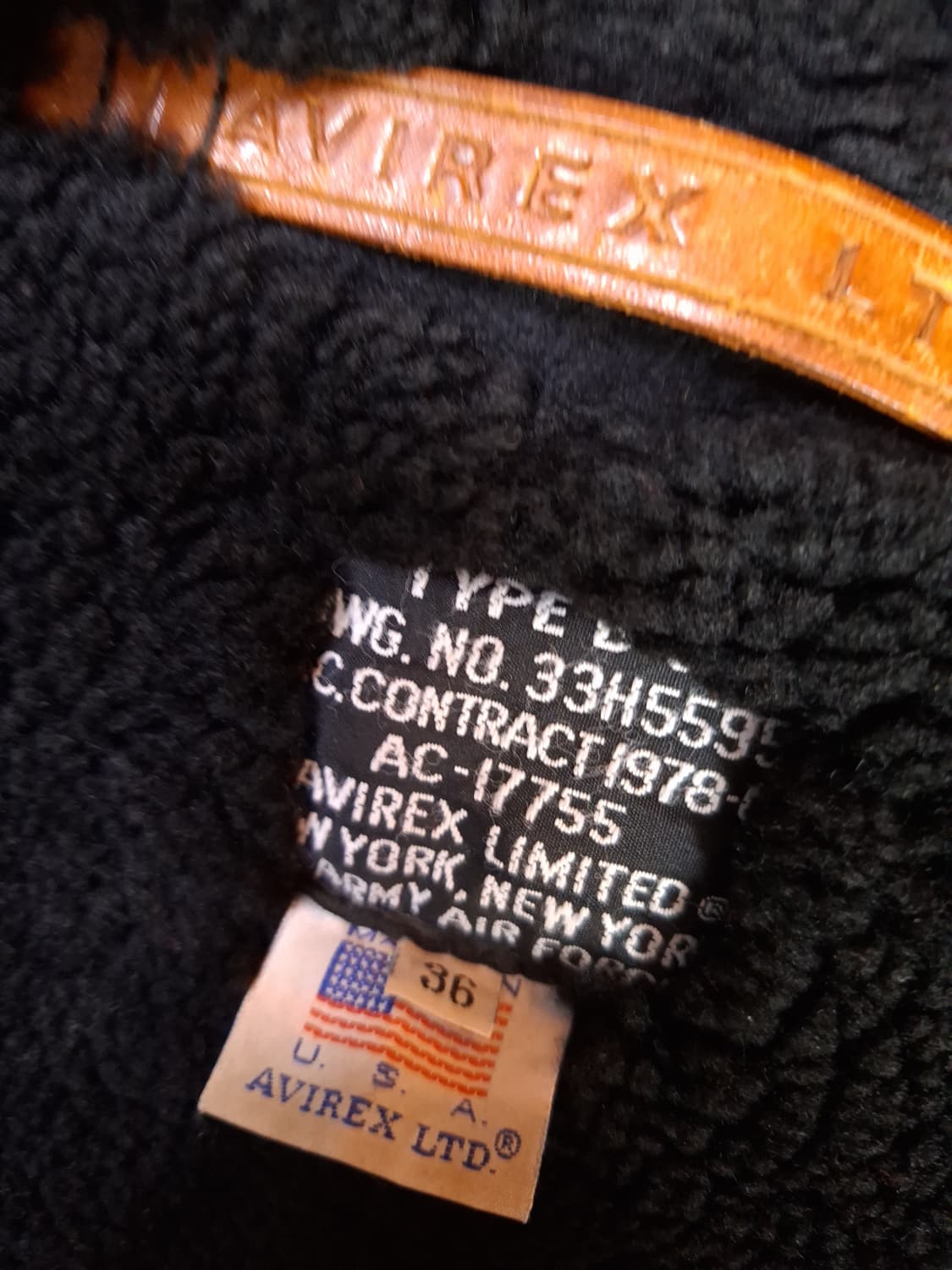 오리지날 미국제조 아비렉스 미공군 B-3 리얼레더 항공 폭격기 무스탕 상품이미지3