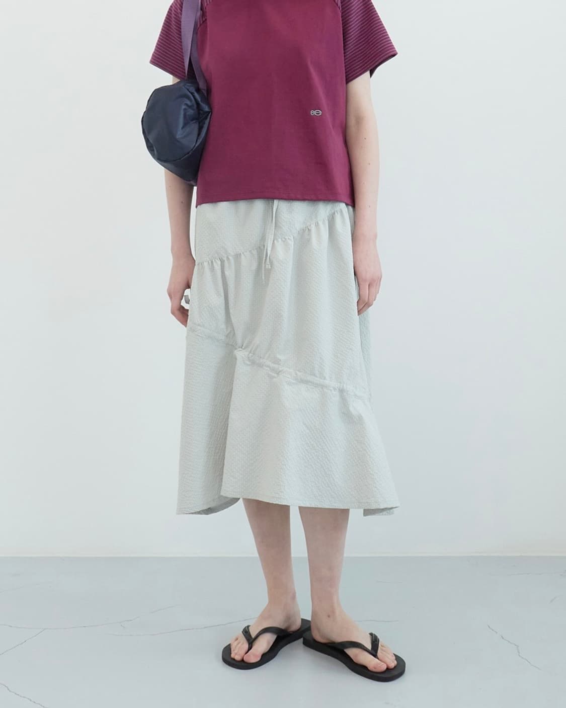 엔조블루스 시어서커 셔링 스커트 (크림) 상품이미지1