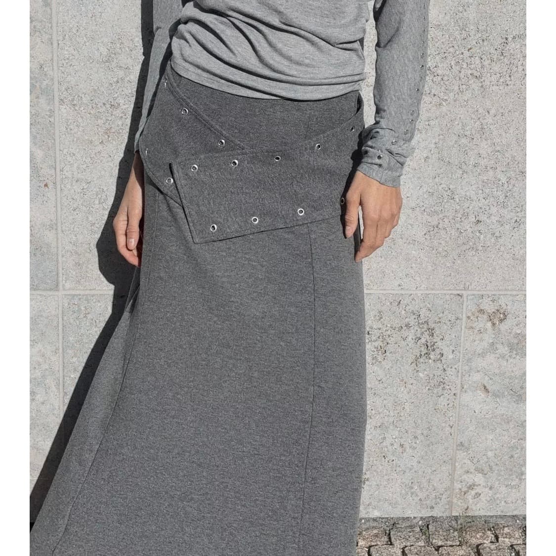 zara 자라 부드러운 스터드 미디 스커트 롱스커트 그레이 상품이미지3