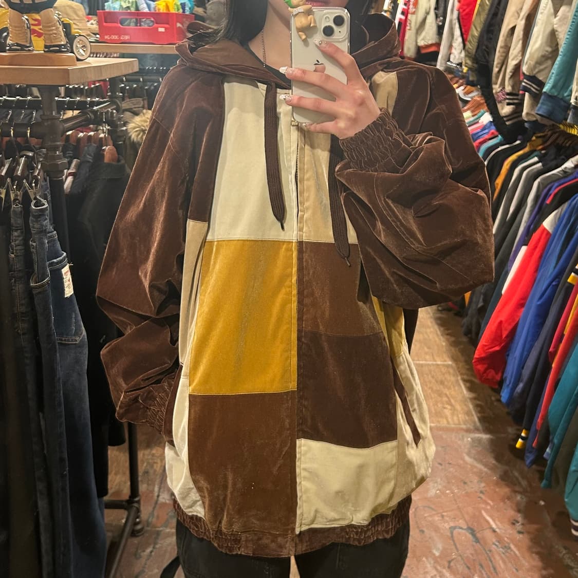 [HI] VTG 벨벳 집업 브라운 상품이미지2