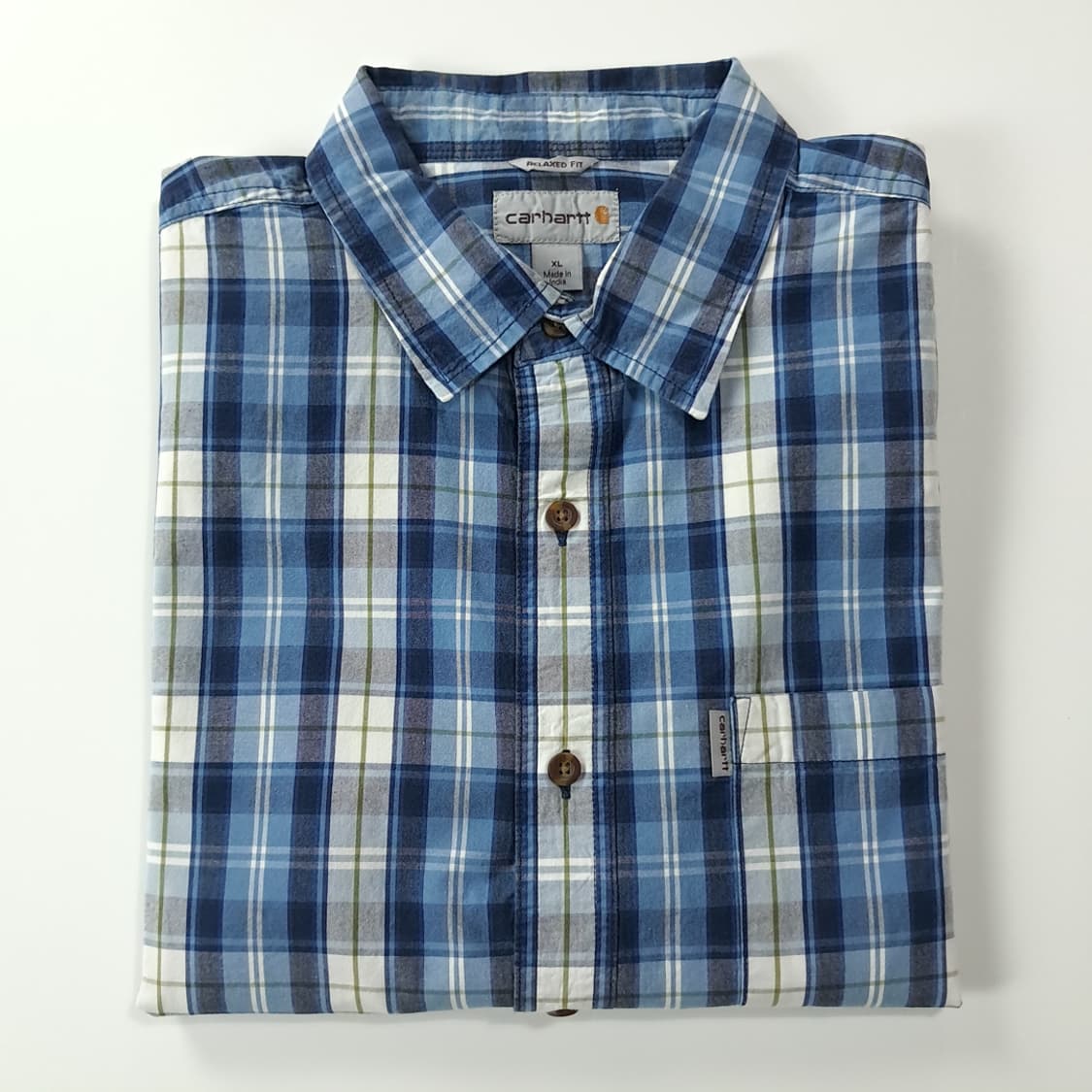 CK205 XL 칼하트 블루 플래드 체크 반팔 셔츠 남방 상품이미지7