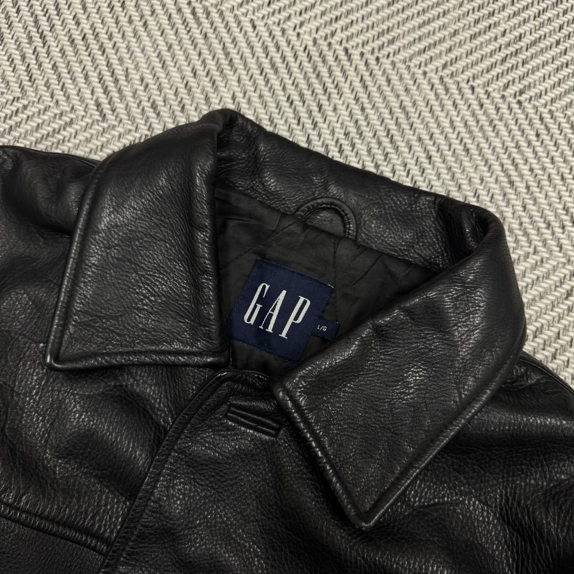 [L]올드 갭 레더 빈티지 카 코트 블랙 상품이미지3