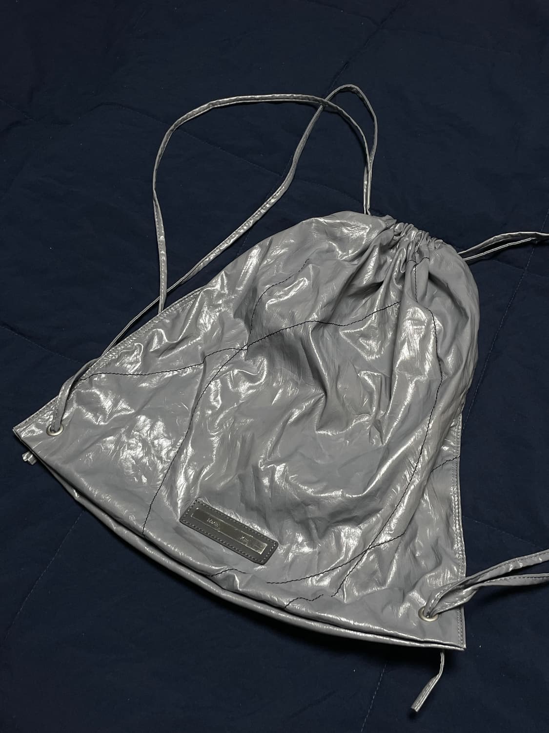 마뗑킴 스트링 코팅 백팩 그레이 상품이미지1