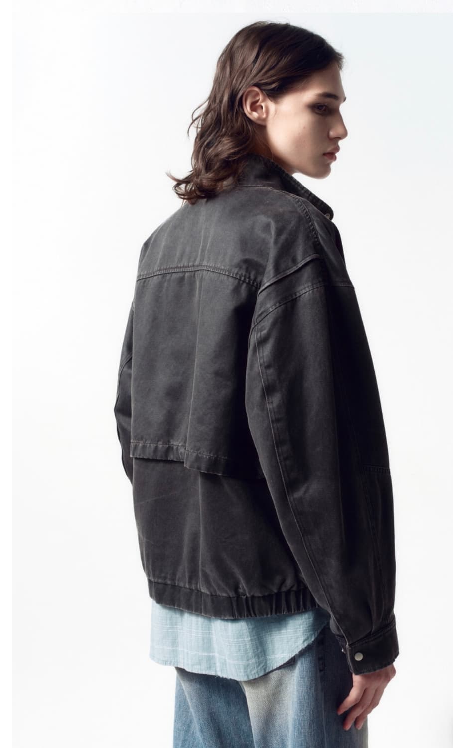 인사일런스 워시드 포우 레더 점퍼 차콜 M 상품이미지2