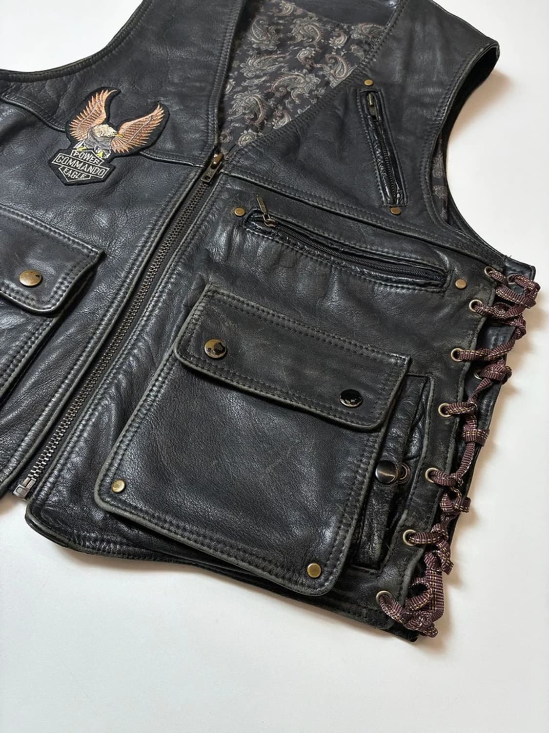 Selected 할리 복각 자수 코르셋 소가죽 베스트 PN8172 상품이미지4