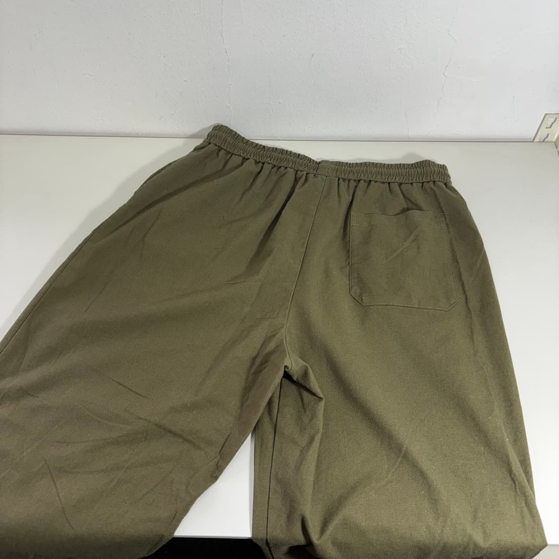 L-XL 어반드레스 카키 와이드핏 코튼린넨 밴딩팬츠 상품이미지4