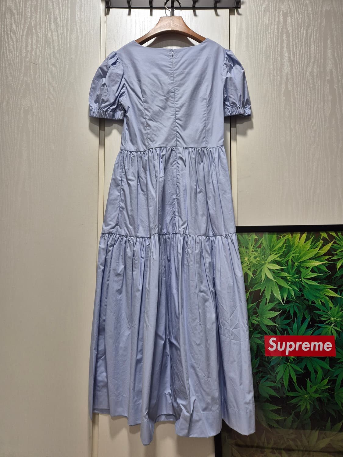 (세일)(새상품)아웃쉘 퍼프소매 캉캉 롱 원피스 하늘색 상품이미지10