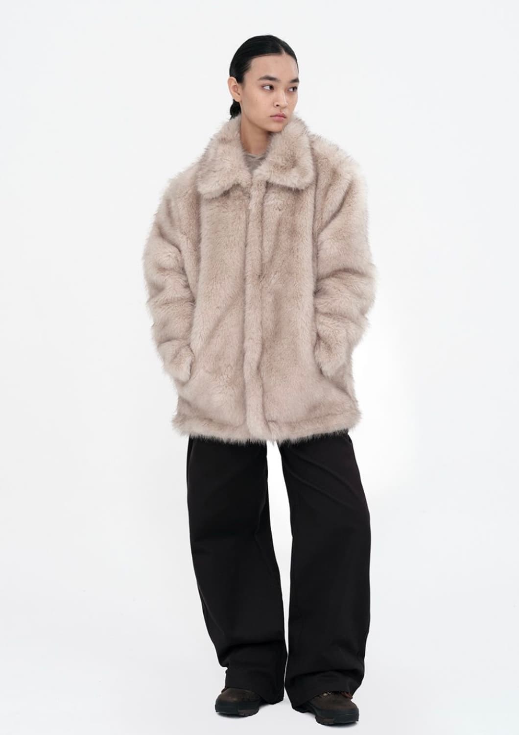 밀로우먼 버클 롱 헤어 퍼 자켓 상품이미지1