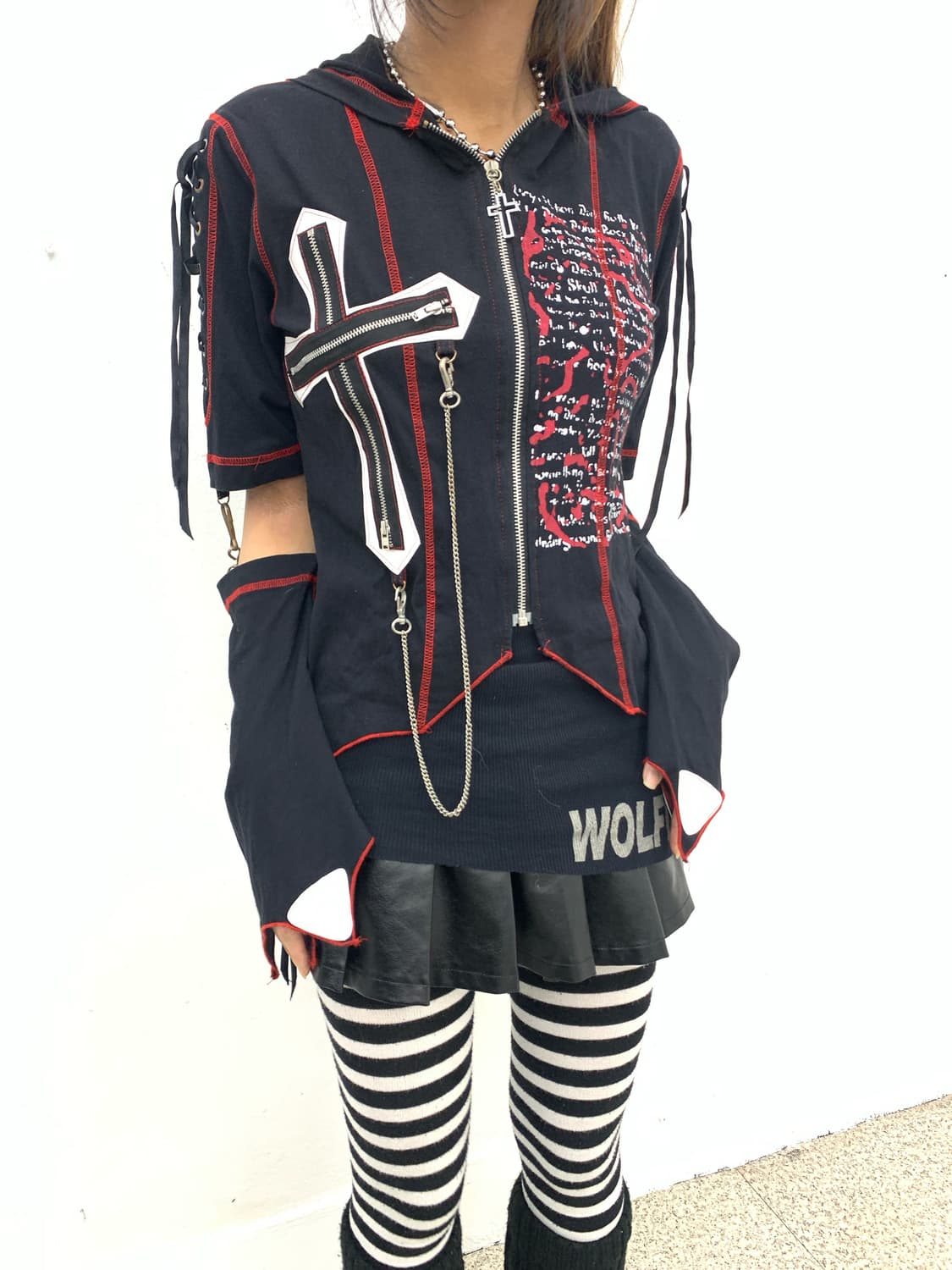 Crucifix cat punk chainsaw hoodie  상품이미지5
