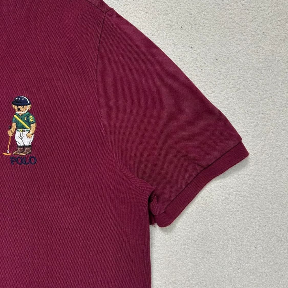 RALPH LAUREN 베어 반팔 카라티 버건디 L 상품이미지3