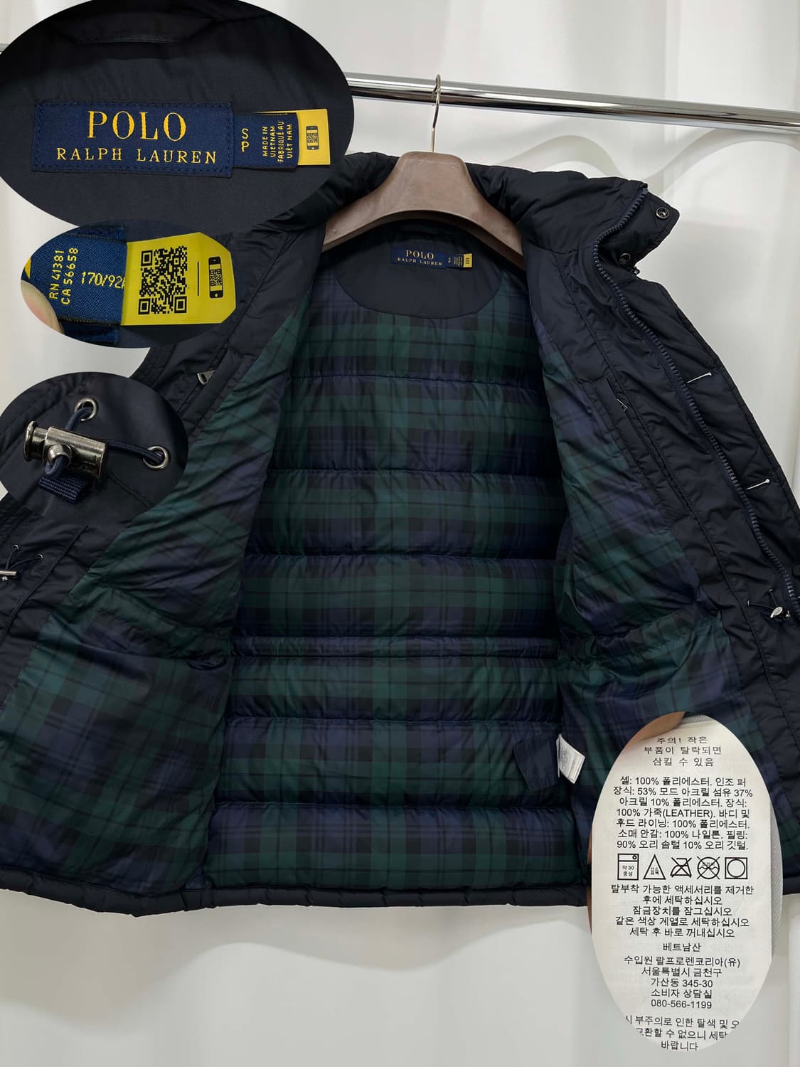 폴로 랄프로렌 쿠키와펜 블랙와치 퀼티드 다운 패딩 카코트 자켓 상품이미지3