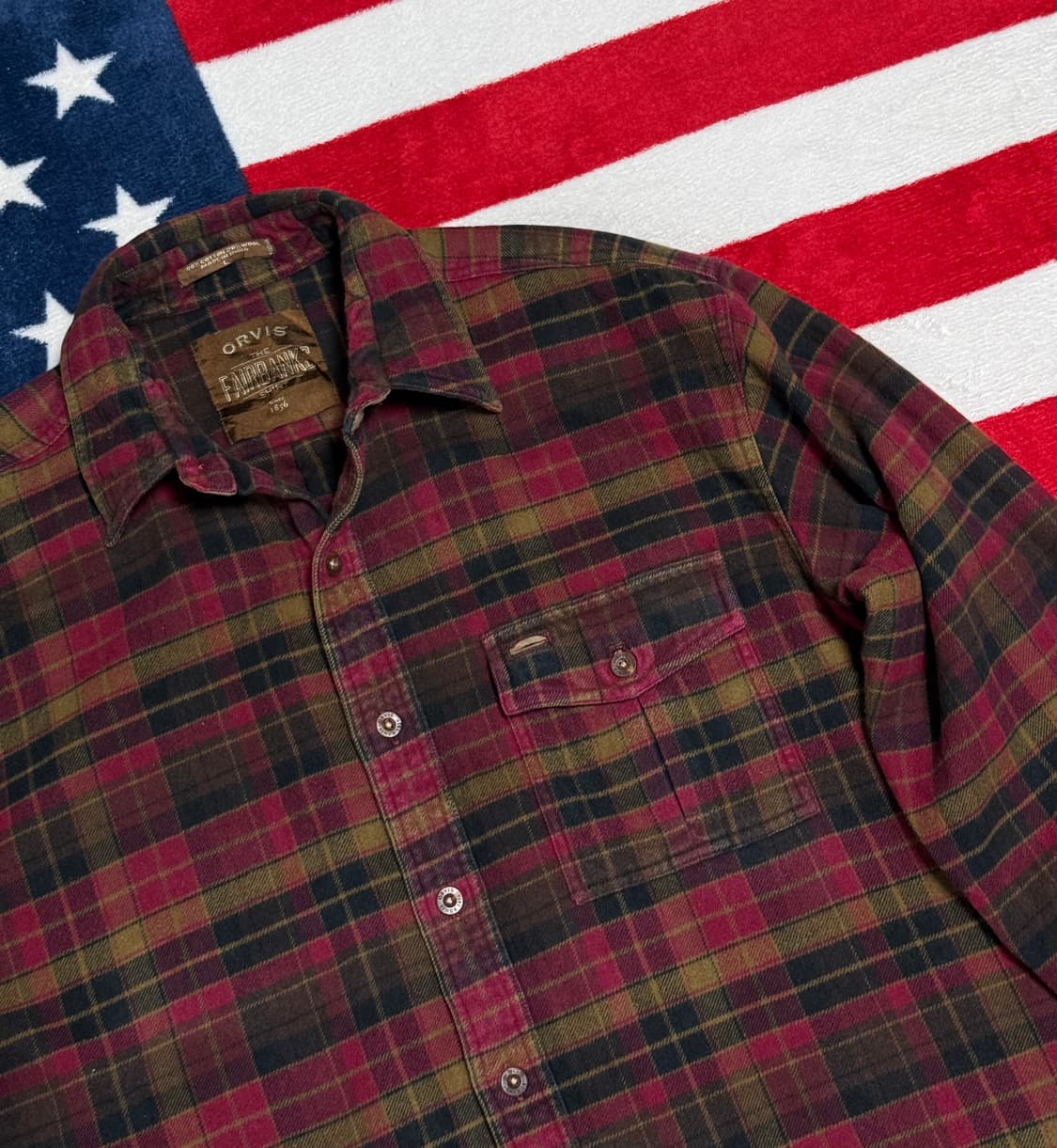 오비스헤비플란넬셔츠 Orvis flannel shirt 스웨이드엘보패치 상품이미지5