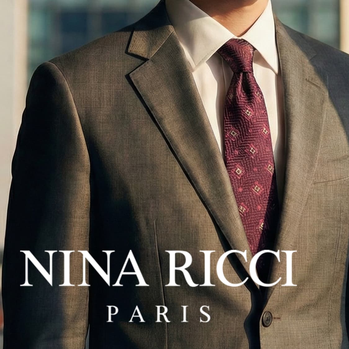 니나리치 실크 버건디 패턴 넥타이 9.7cm A+등급 A19886 상품이미지1