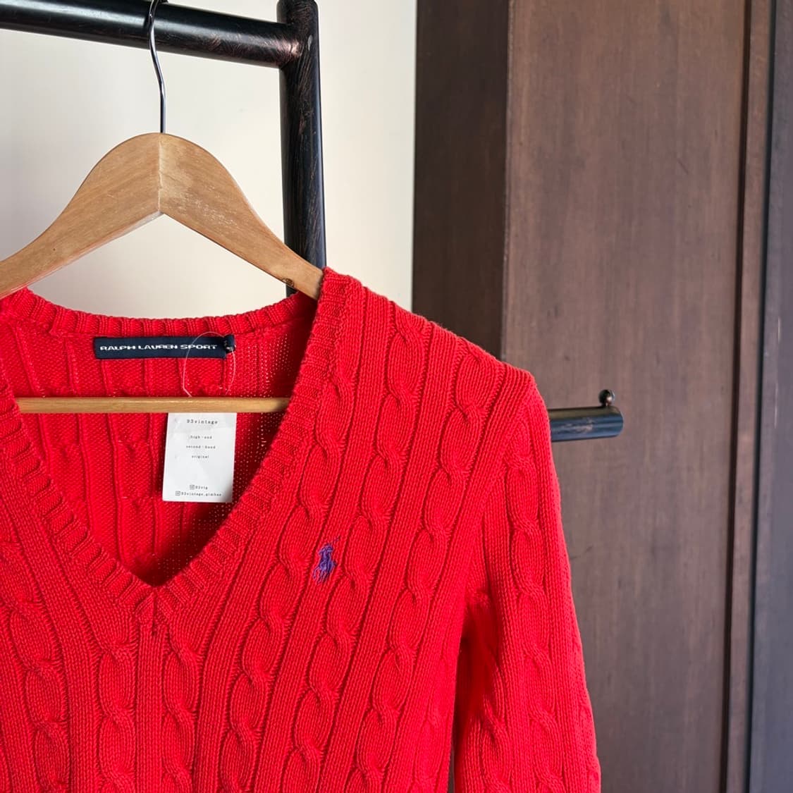 15408 - 폴로 랄프로렌 레드 케이블 브이넥 니트 상품이미지3