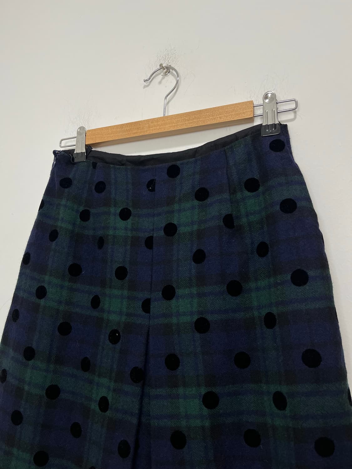 일본 빈티지 체크 도트 패턴 핀턱 미디스커트 상품이미지8