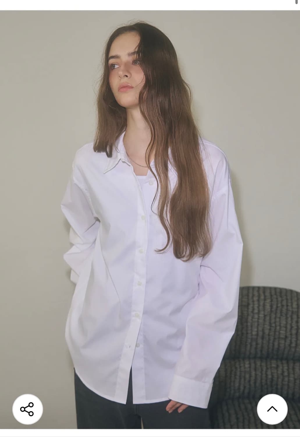 (새상품)(S) 레더리 링클 프리 에센셜 셔츠 [IVORY] 판매 상품이미지5