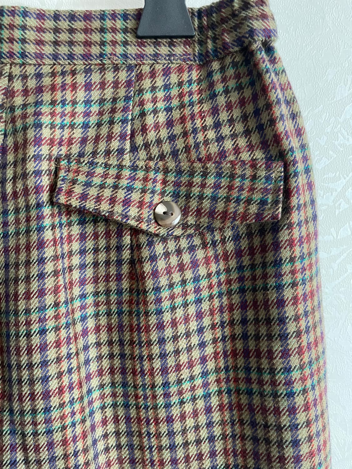 핀턱와이드 반바지 체크울  상품이미지3