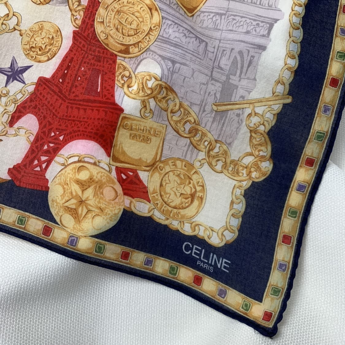 [정품] Celine 셀린느 에펠탑 빈티지 쁘띠스카프 손수건 상품이미지2