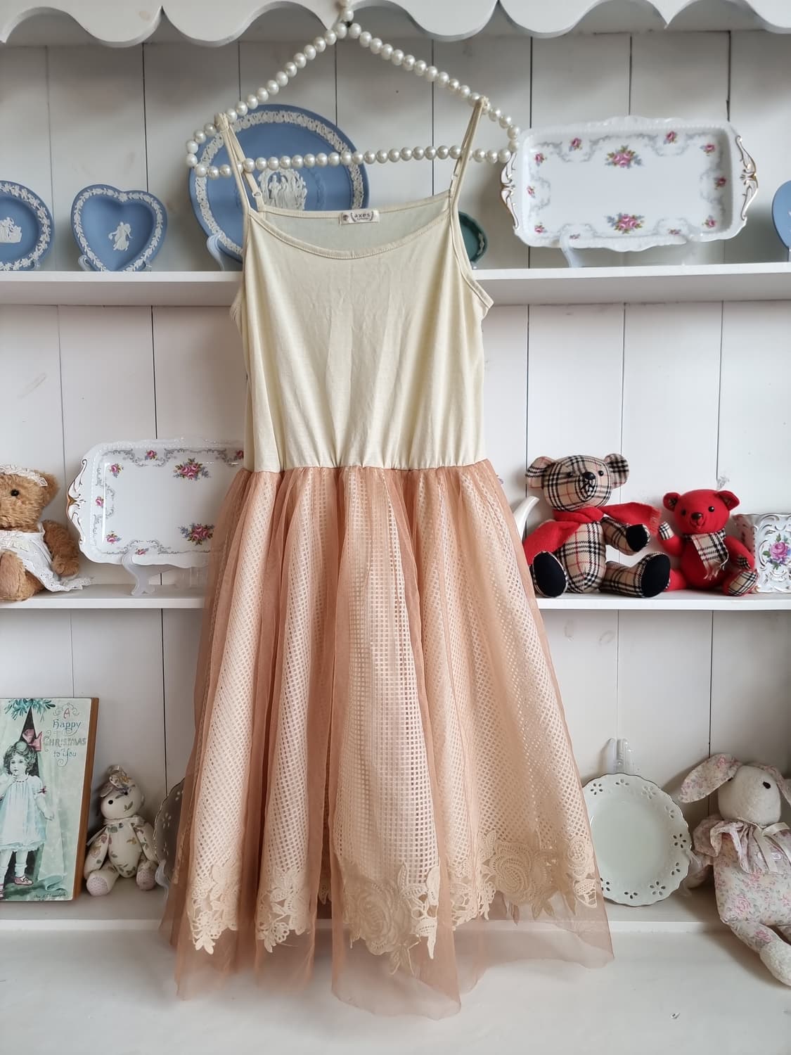 axes femme(악세스팜므) 샤베트 피치 튤 레이스 원피스 상품이미지1