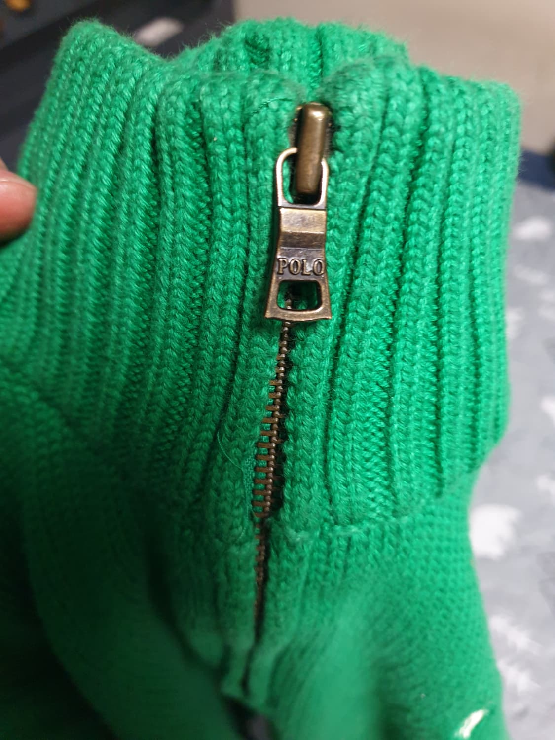 폴로랄프로렌 키즈 빈티지 반짚업 니트 그린 M(10~12) 상품이미지2
