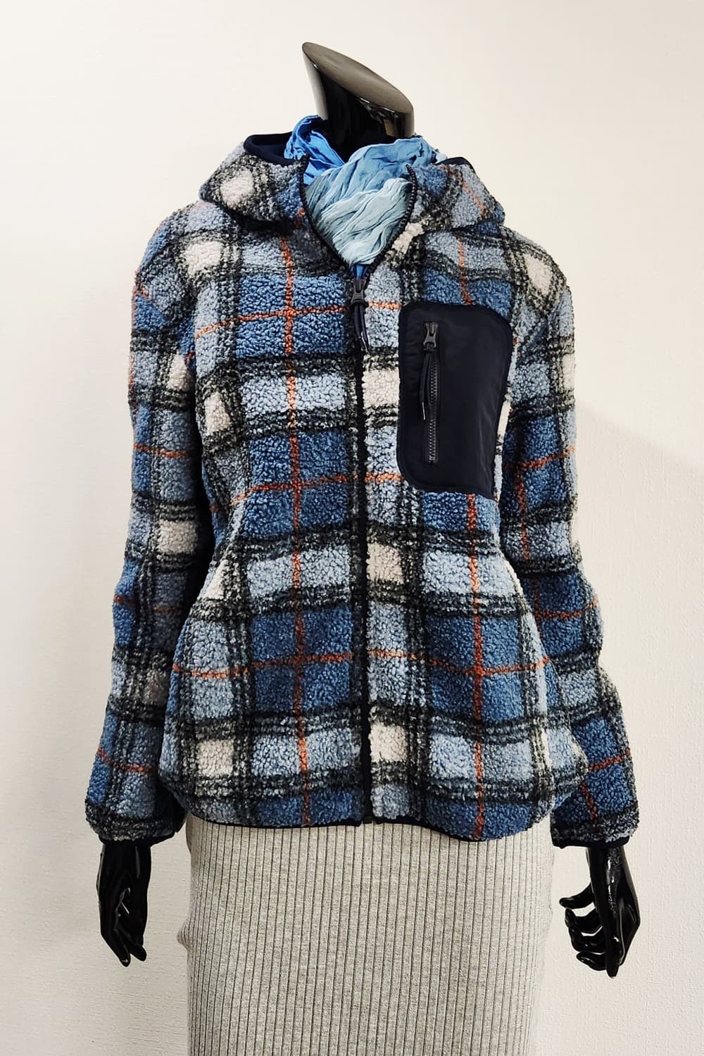 블루그레이체크 뽀글이  상품이미지5