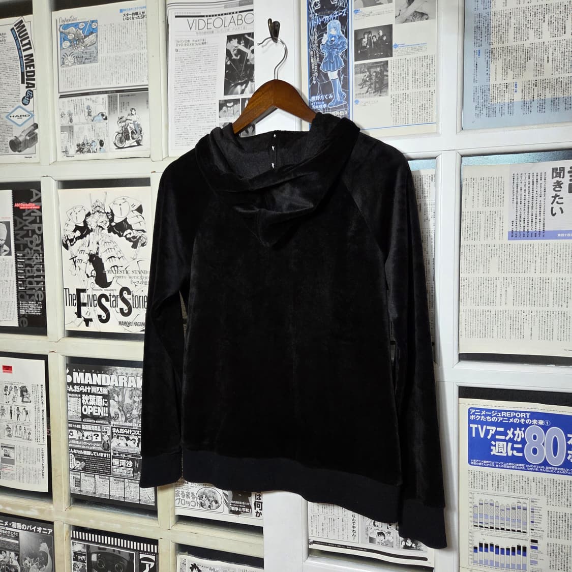 리복 실버 로고 블랙 벨벳 후드집업 상품이미지5