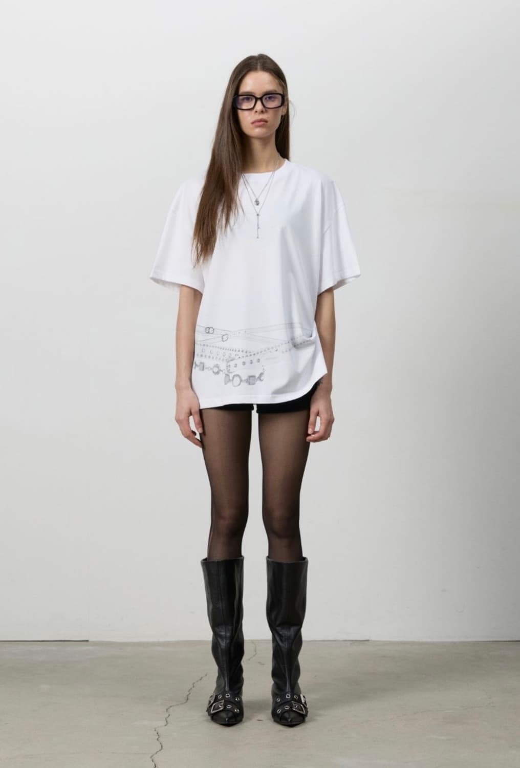 SNAP BELT GRAPHIC TEE WHITE 상품이미지2