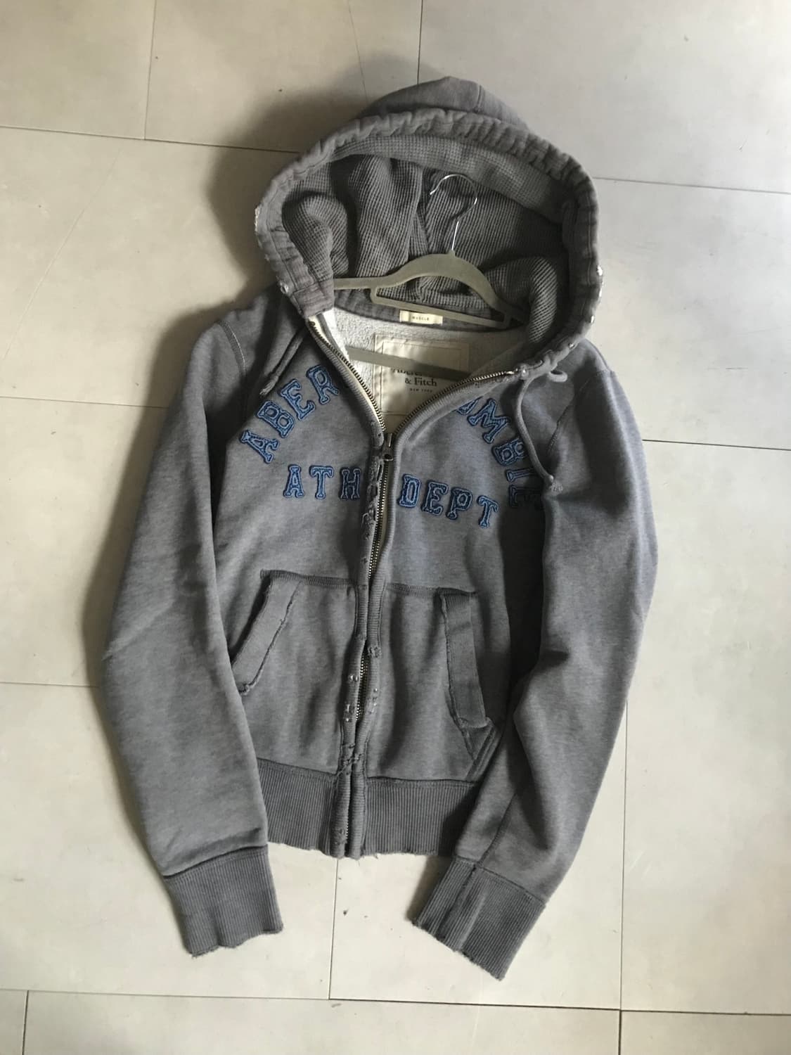 아베크롬비 그레이 데님로고 후드집업 상품이미지9