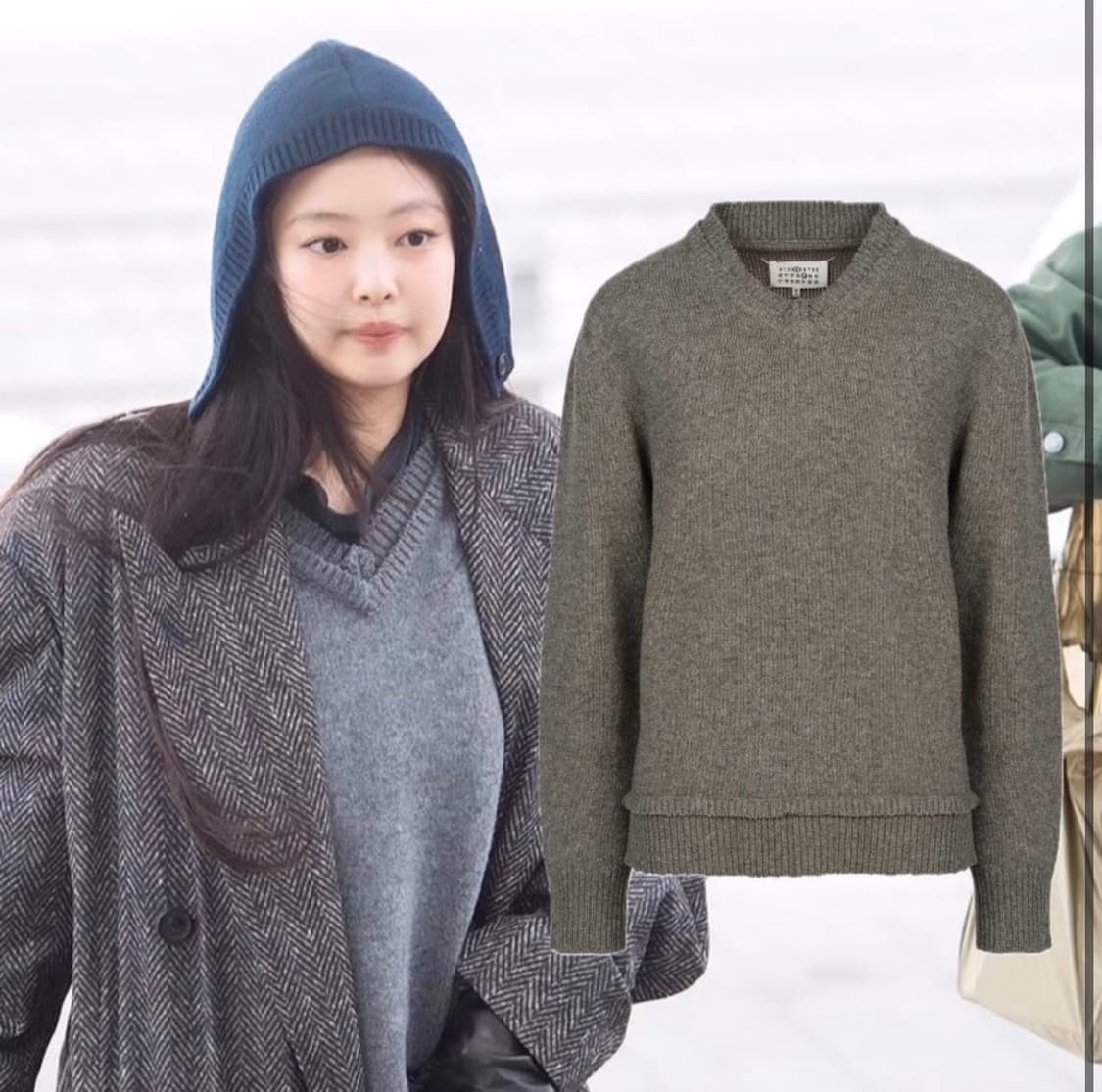 마르지엘라 엘보우패치 브이넥 니트 상품이미지3