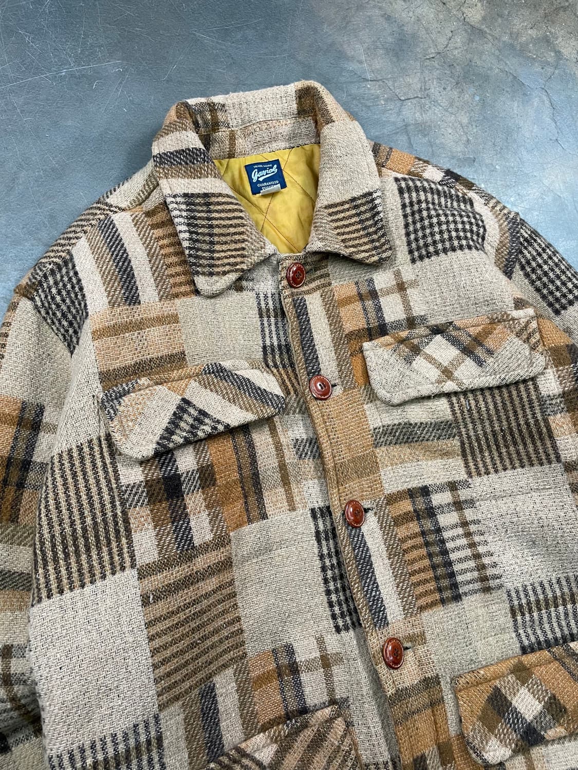 빈티지 체크 믹스 울 셔츠 자켓 상품이미지3