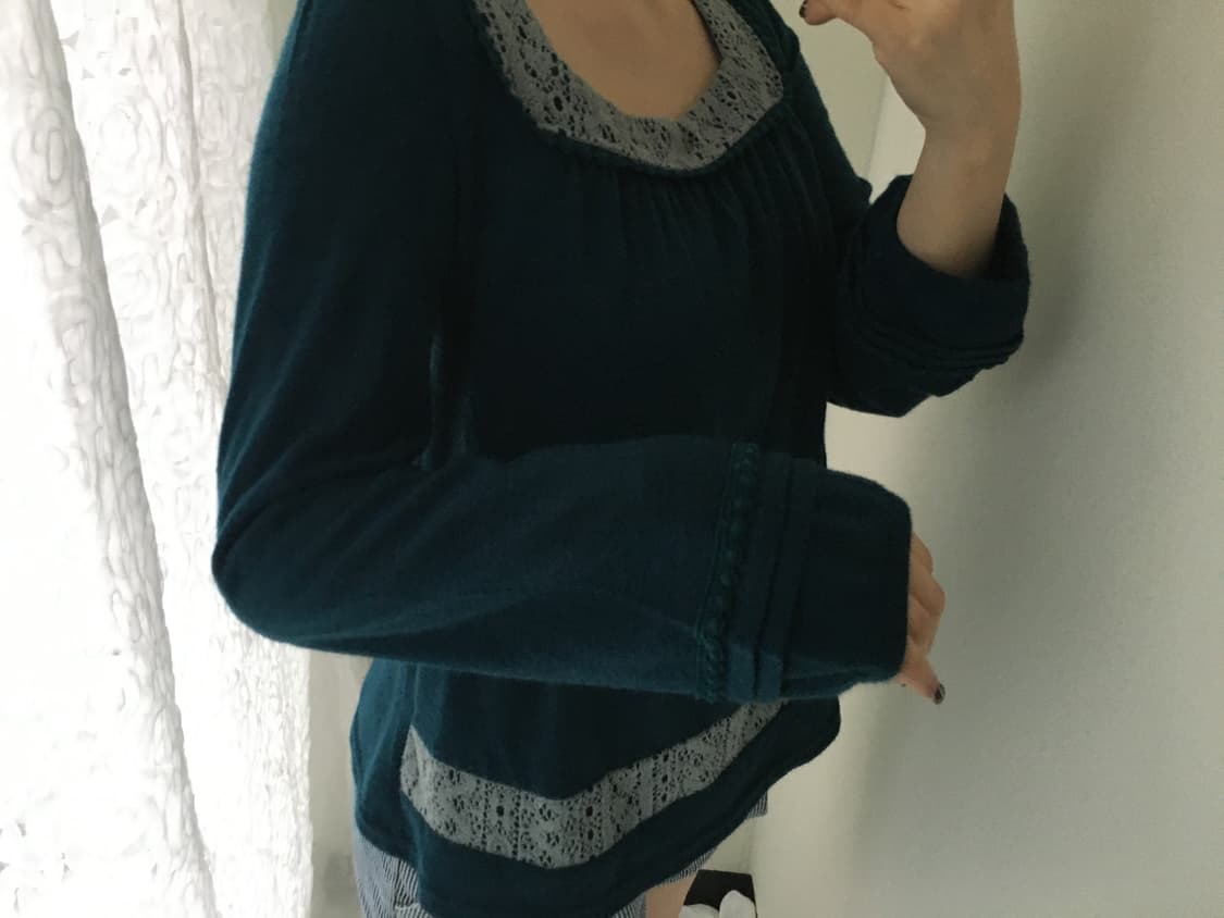 lace square neck teal blouse 상품이미지5