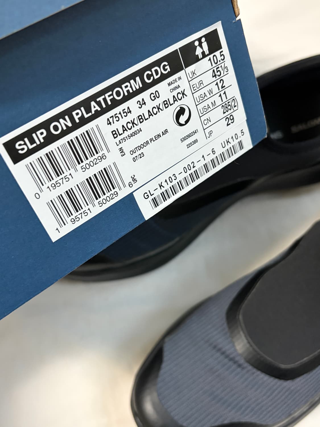 살로몬 x 꼼데가르송 슬립온 플랫폼 블랙  CDG x SALOMON 상품이미지5