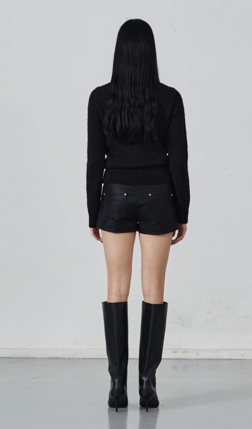 르가넷 레더 쇼츠 가죽 반바지 블랙 상품이미지3