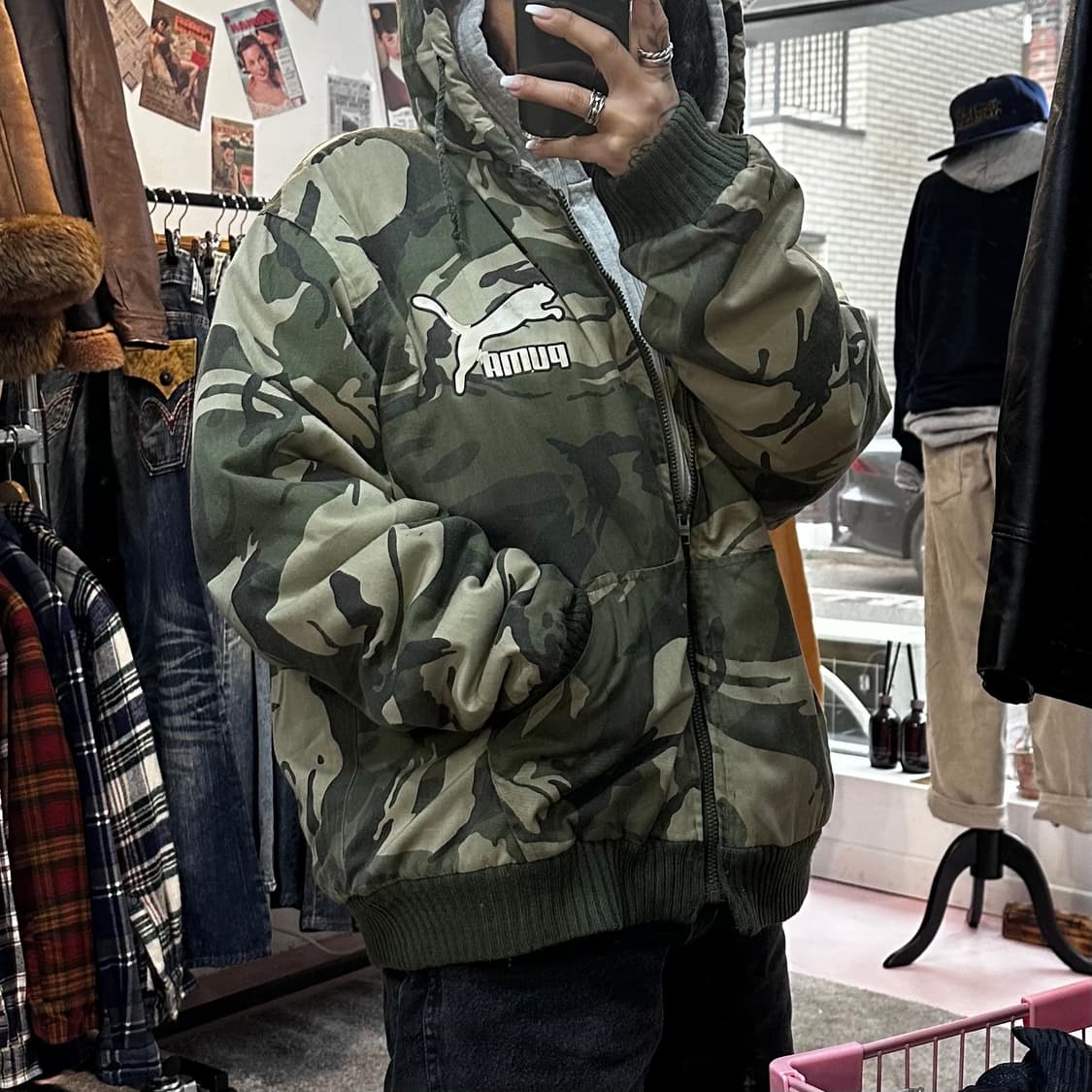 빈티지 푸마 카모플라주 쉐르파 후드집업L 상품이미지2