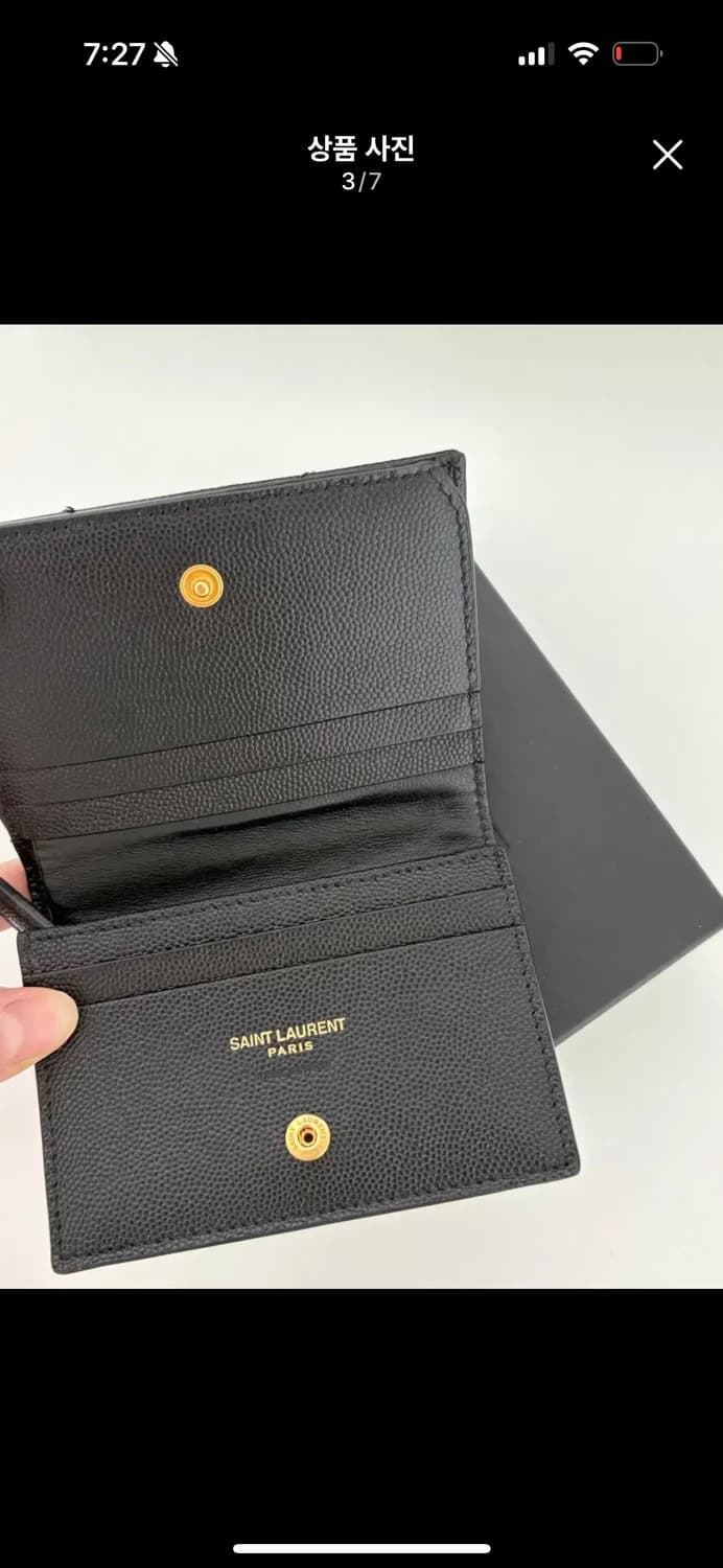 생로랑 골드 톤 YSL 메탈 로고 포켓 크레딧 카드 홀더 지갑 상품이미지3