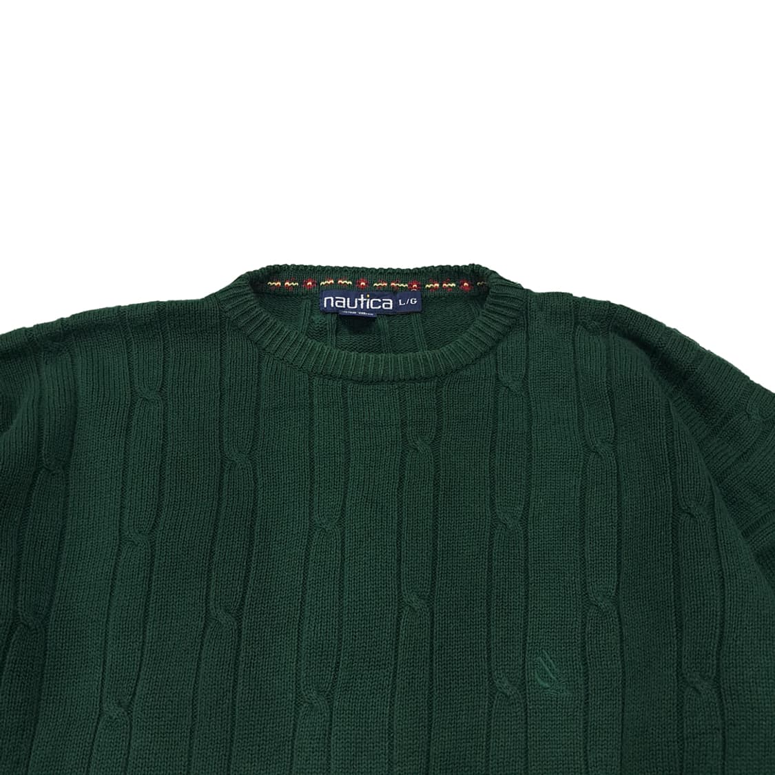 CL140 L 노티카 90s 포레스트 그린 자카드 트리밍 케이블 코튼  상품이미지2