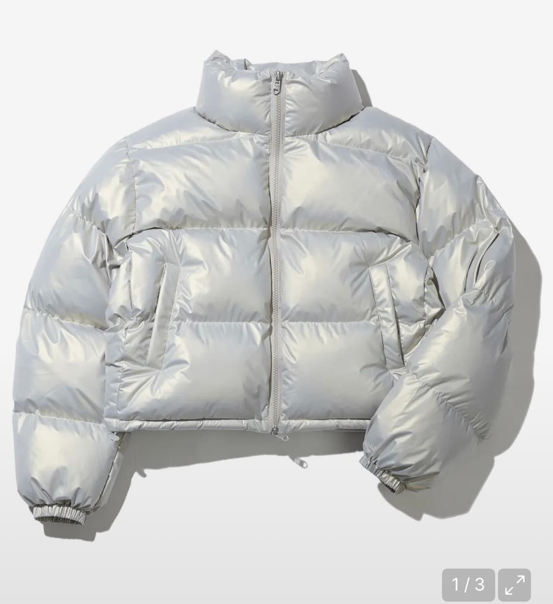 비터셀즈 글로시 크롭 푸퍼 자켓 실버 패딩 상품이미지1