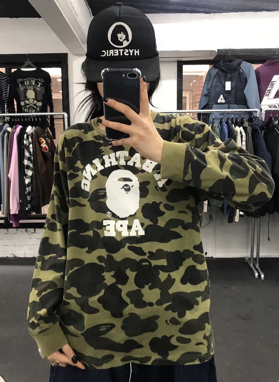 베이프 녹계 컬리지 롱슬리브 상품이미지2