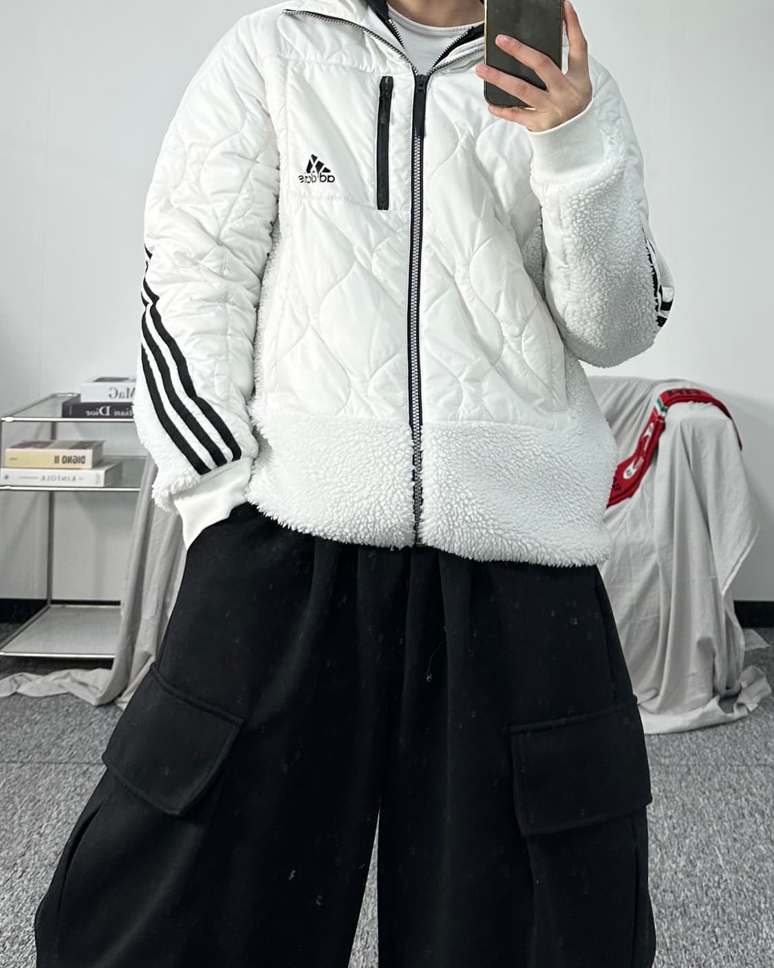 아디다스 하이브리드 쉐르파 퀄팅 트랙 자켓 M 상품이미지3