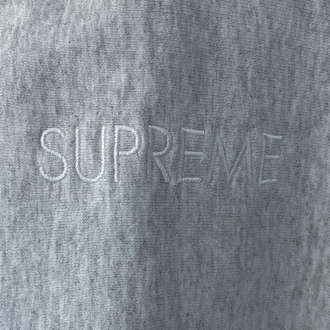 슈프림 센터 로고 스펠아웃 라이트그레이 헤비스웻 후듵 상품이미지4