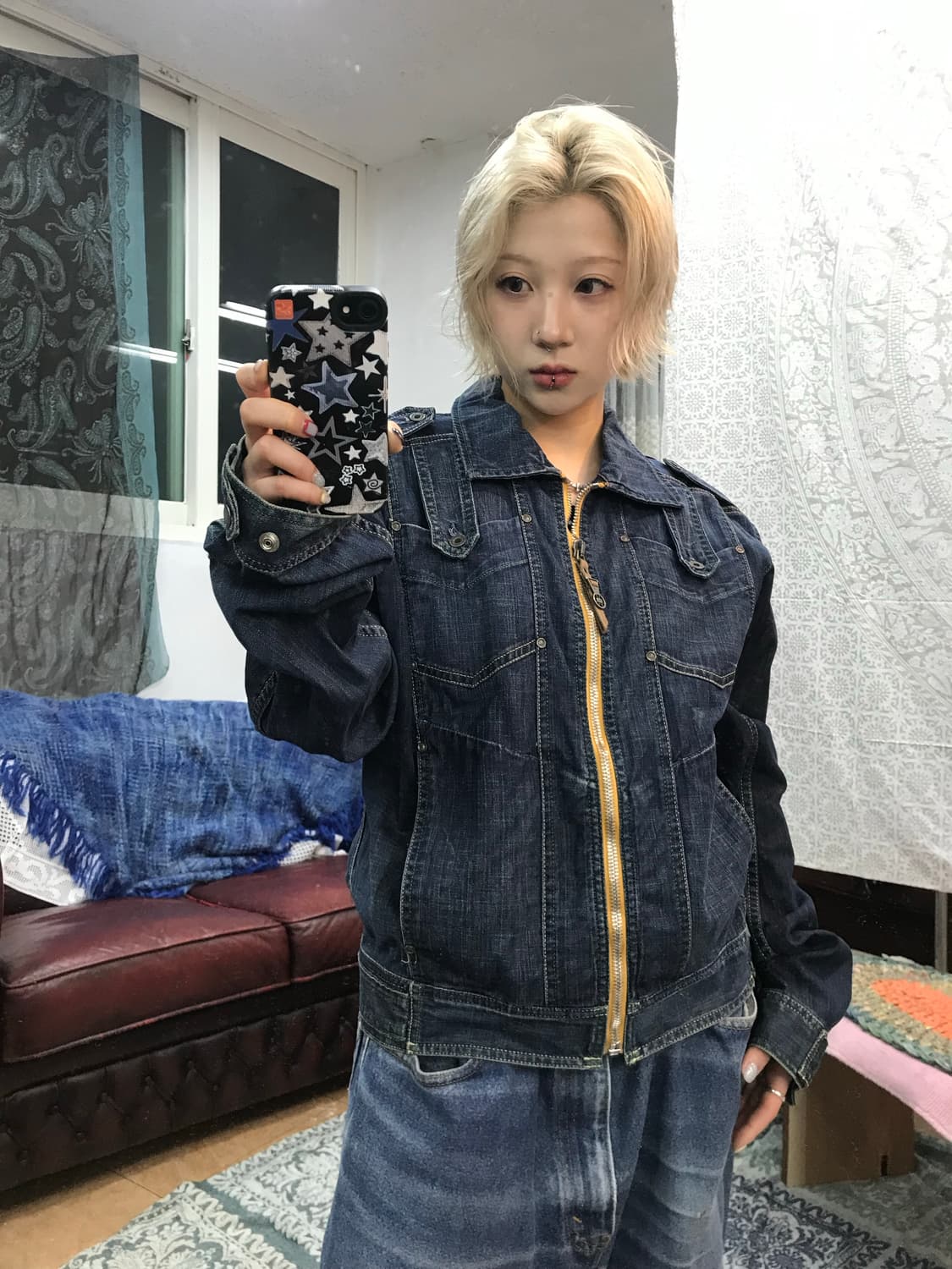 디젤 백프린팅 투포켓 데님 자켓  상품이미지3