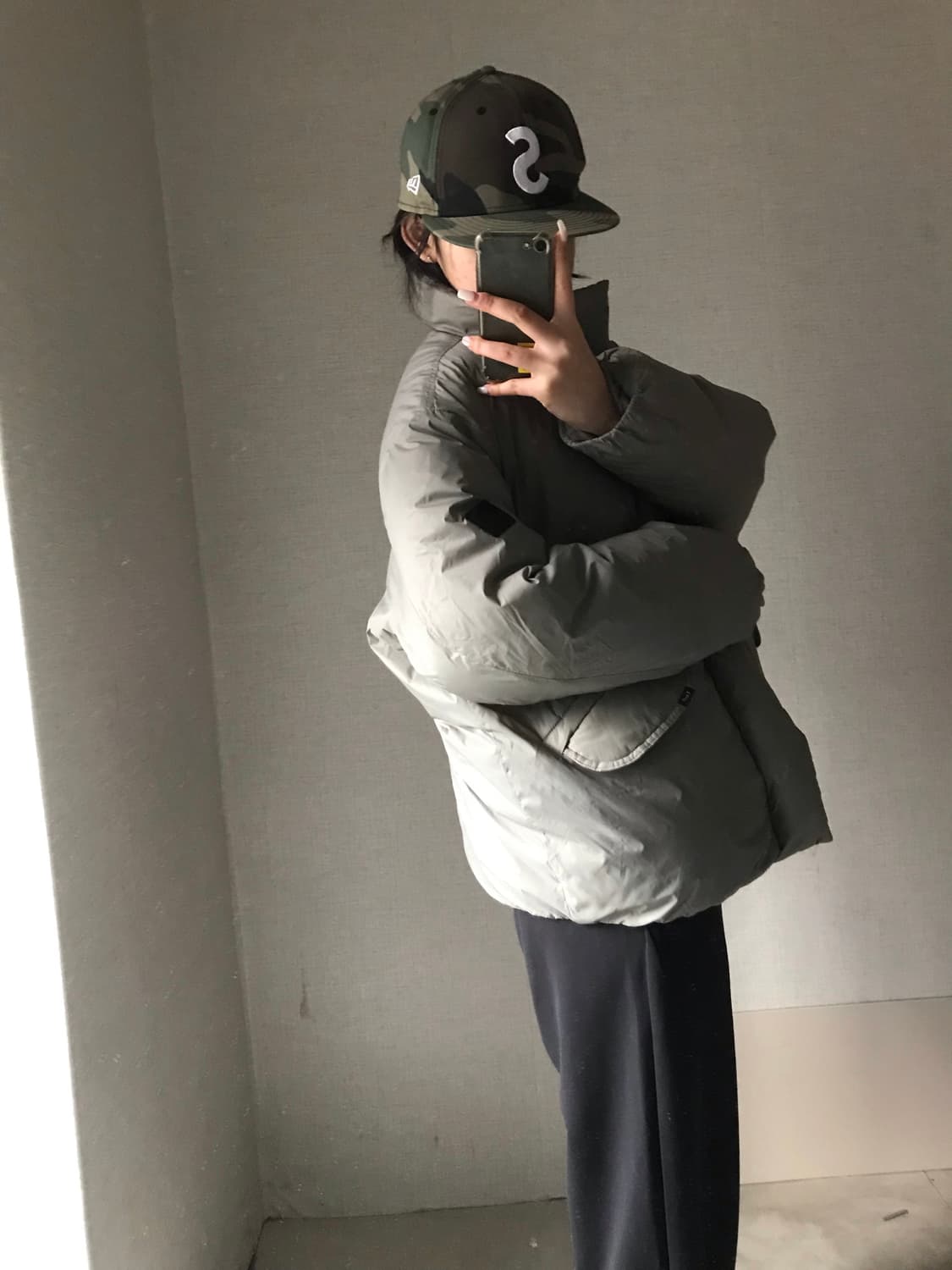 리 하이넥 카키 패딩 상품이미지3