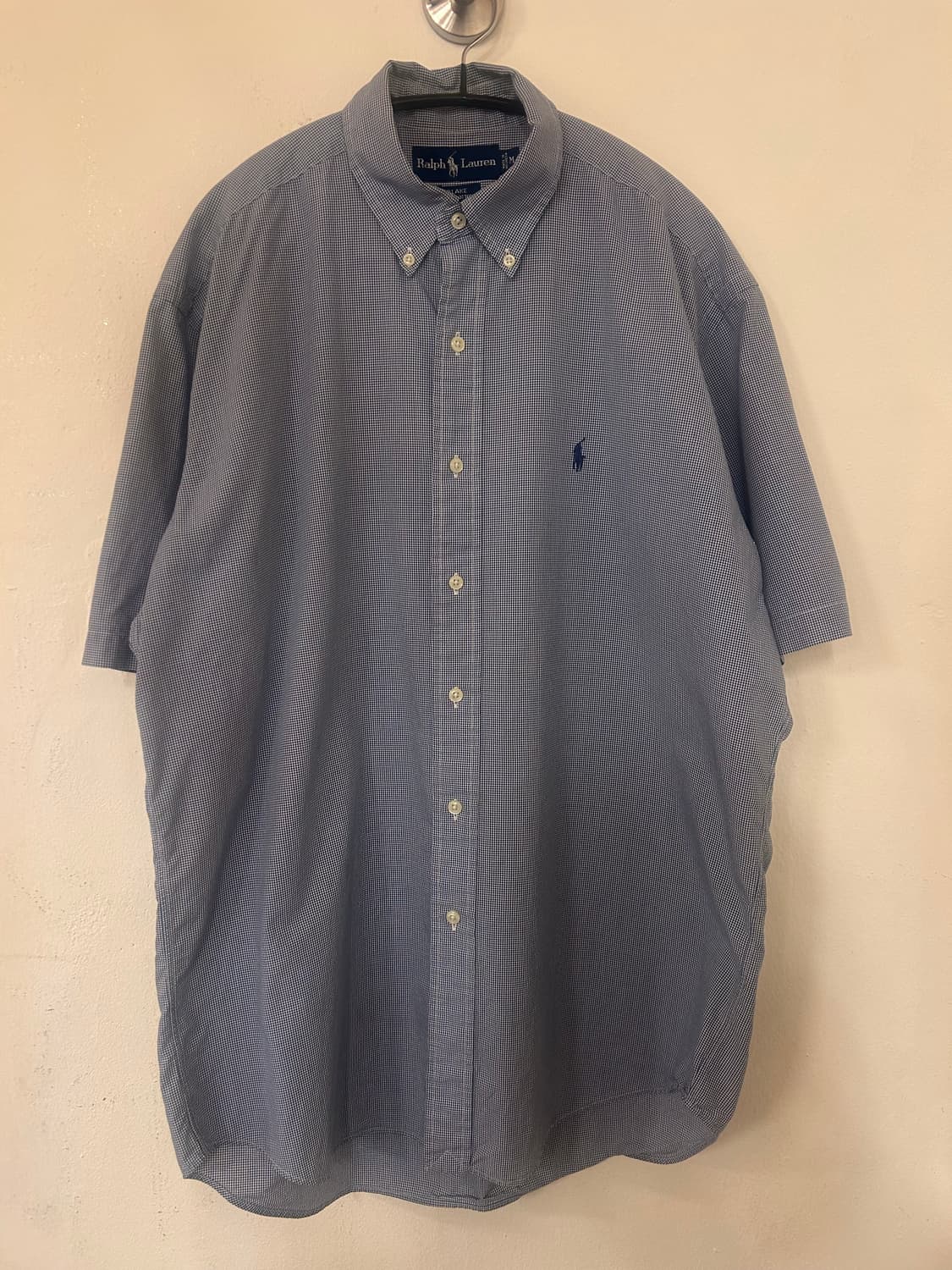 폴로 랄프로렌 네이비 체크 반팔 셔츠 M (실측110) 상품이미지1